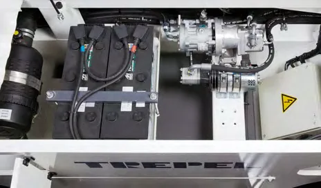CHALLENGER 150 — open compartment with two batteries and cabling
