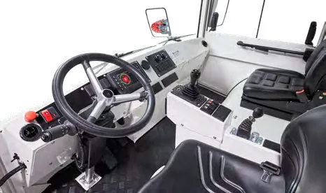 CHALLENGER 150e — cab interior with steering wheel, joystick and operator seat