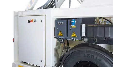 CHAMP 35e — electrical cabinet with sockets and switches beside the rear wheel